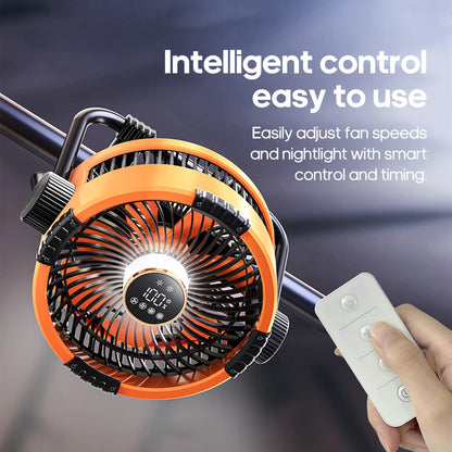 Multifunctional 6 in 1 Outdoor Camping Fan 20000mAh Desktop Air Circulator Wireless Ceiling Electric Fan with Hook and LED Light