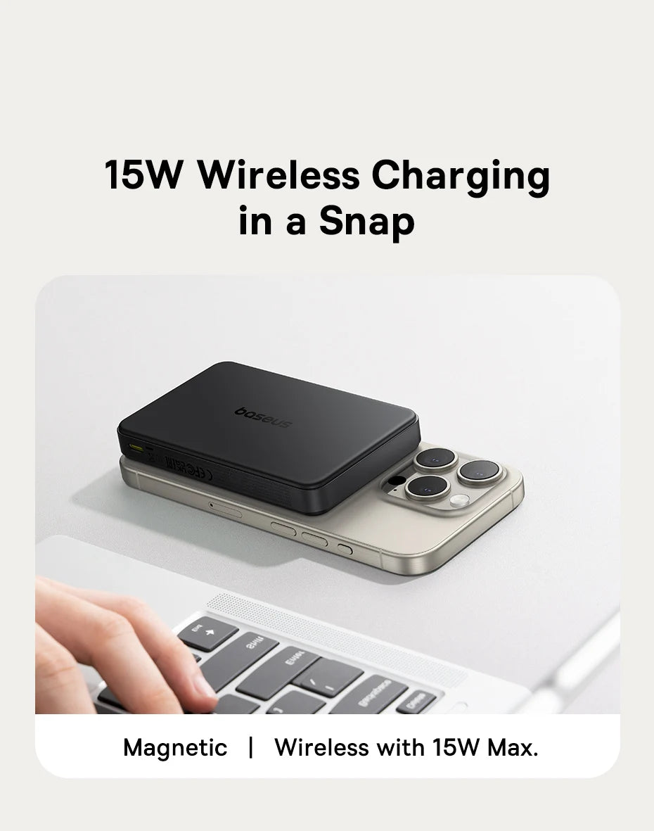 Baseus Qi2 Magnetic Power Bank 10000mah Fast Charge Powerbank Wireless Charging 22.5W External Battery Charger For iPhone 16 15