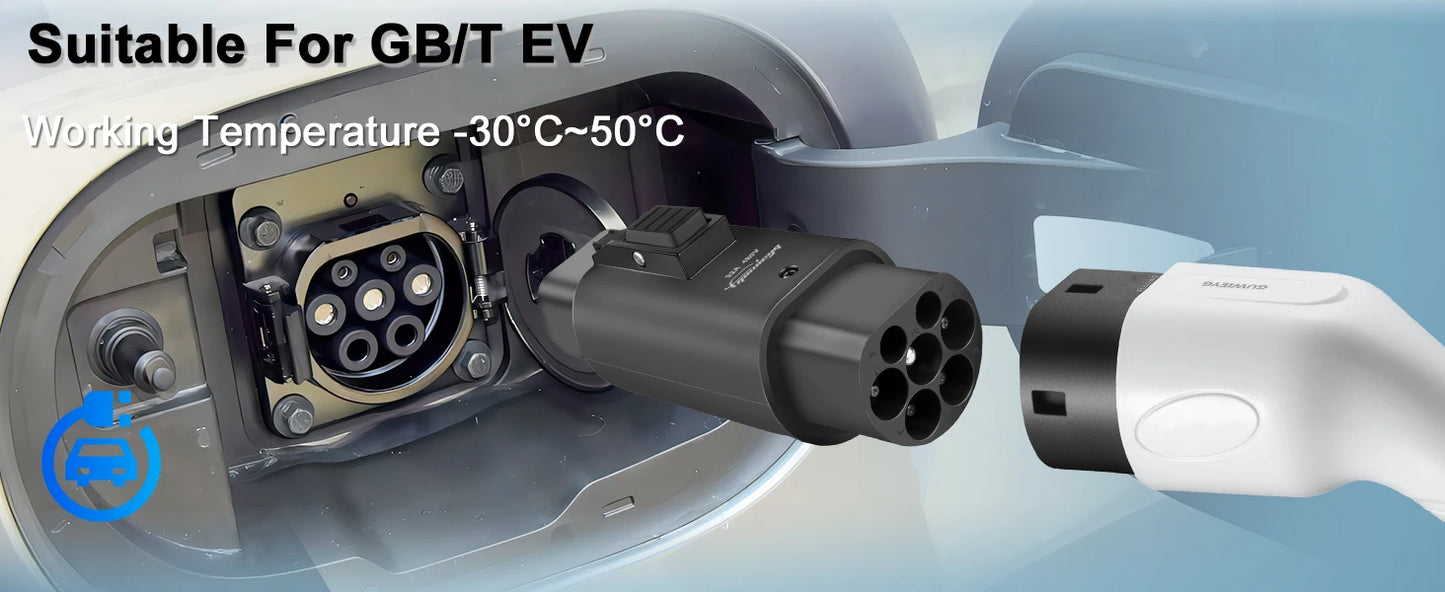 GUWIEYG Type 2 to GBT EV Adapter 32A 1 Phase / 3 Phase Converter EVs Type2 Charging to GB/T EVSE Charger Electric Vehicle Cars