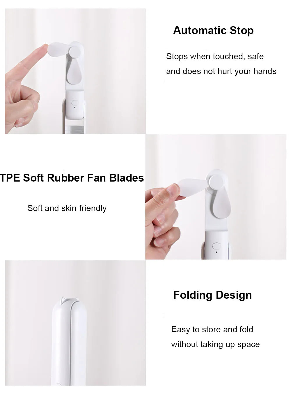 Mini Portable Handheld Fan 2000mAh USB Rechargeable Folding Small Pocket Fan with Handy Power Bank Foldable Hand Fan for Outdoor