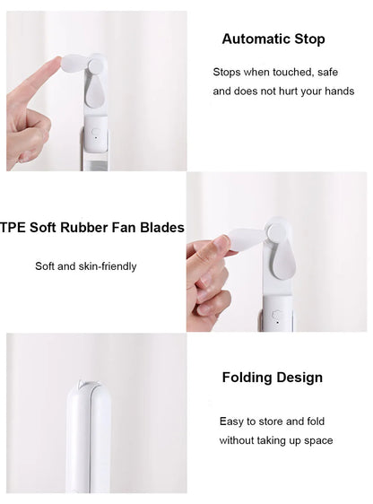 Mini Portable Handheld Fan 2000mAh USB Rechargeable Folding Small Pocket Fan with Handy Power Bank Foldable Hand Fan for Outdoor