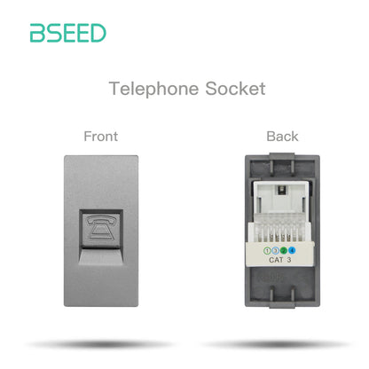 BSEED Glass Frames EU Standard HDMI Tel Sockets Module Part Internet Wall Sockets TV DIY Function Base USB CAT5 Satellite Parts