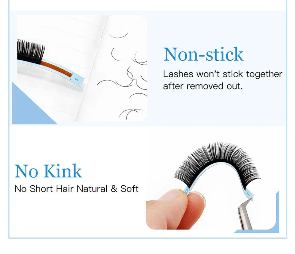 AGUUD Matte Black Individual Eyelash Extension Professional Volume Korean PBT Cashmere Lash Extension Tray Classic Lashes Cilios