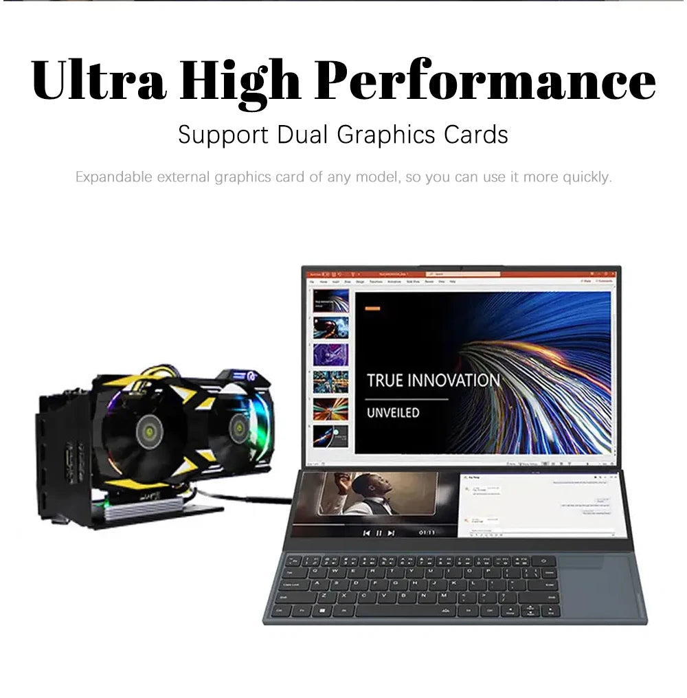 CRELANDER Double Screen Laptop intel core  i7-9750 Generation Windows 11 Touch Screen Gamer Laptop PC Portable Notebook Compu