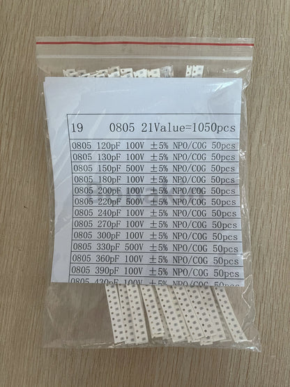 01005 0201 0402 0603 0805 1206 1210 1808 1812 2220 SMD Ceramic Capacitor Assorted Kit 100pF 10nF Chip Capacitance Set 100nF 10uF