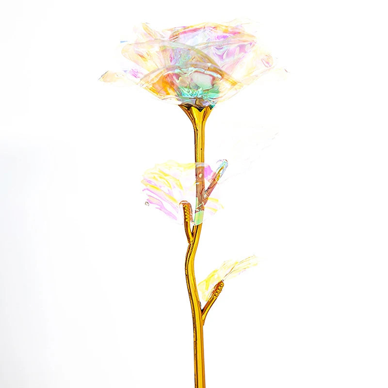 24k Gilded Rose Gold Crystal Artificial Rose Flower The Best Gift for Christmas Wedding Anniversary Mother's Day Valentine's Day
