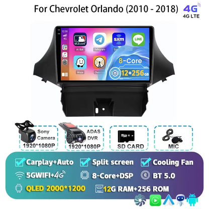 Android 15 Carplay For Chevrolet Orlando 2010 2011- 2018 Car Radio Auto 4G WIFI GPS Navigation Multimedia Video Player Stereo