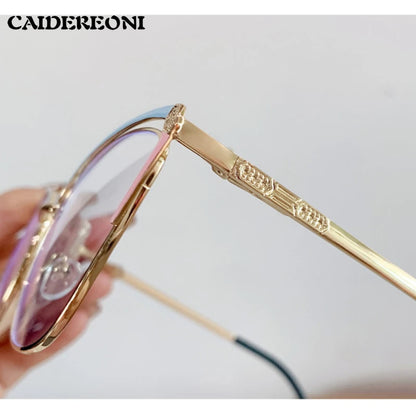 CAIDERONI Trend Cat Eye Women Fashion Anti Blue Light Metal Glasses Butterfly Customized Lens Reading Glasses Women Myopic 25062