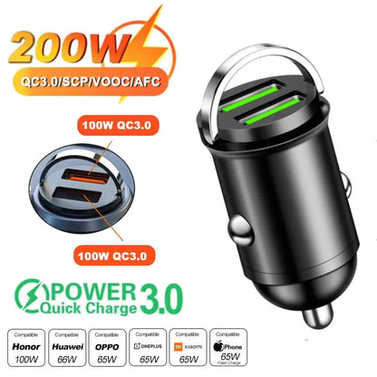 Mini Hidden Usb Fast Charger Car Charger Car Cigarette Lighter Qc3.0 Qc Pd 3.1A Pd Type C Universal Iphone and Xiaomi Phone