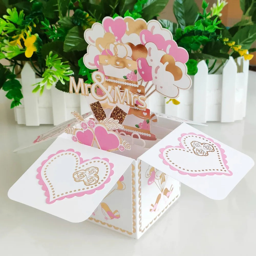 New 3D Pop Up Bouquet Flowers Happy Mother's Day Card 3D Greeting Cards Birthday Postcard Thank You Girlfriend Teacher Gifts