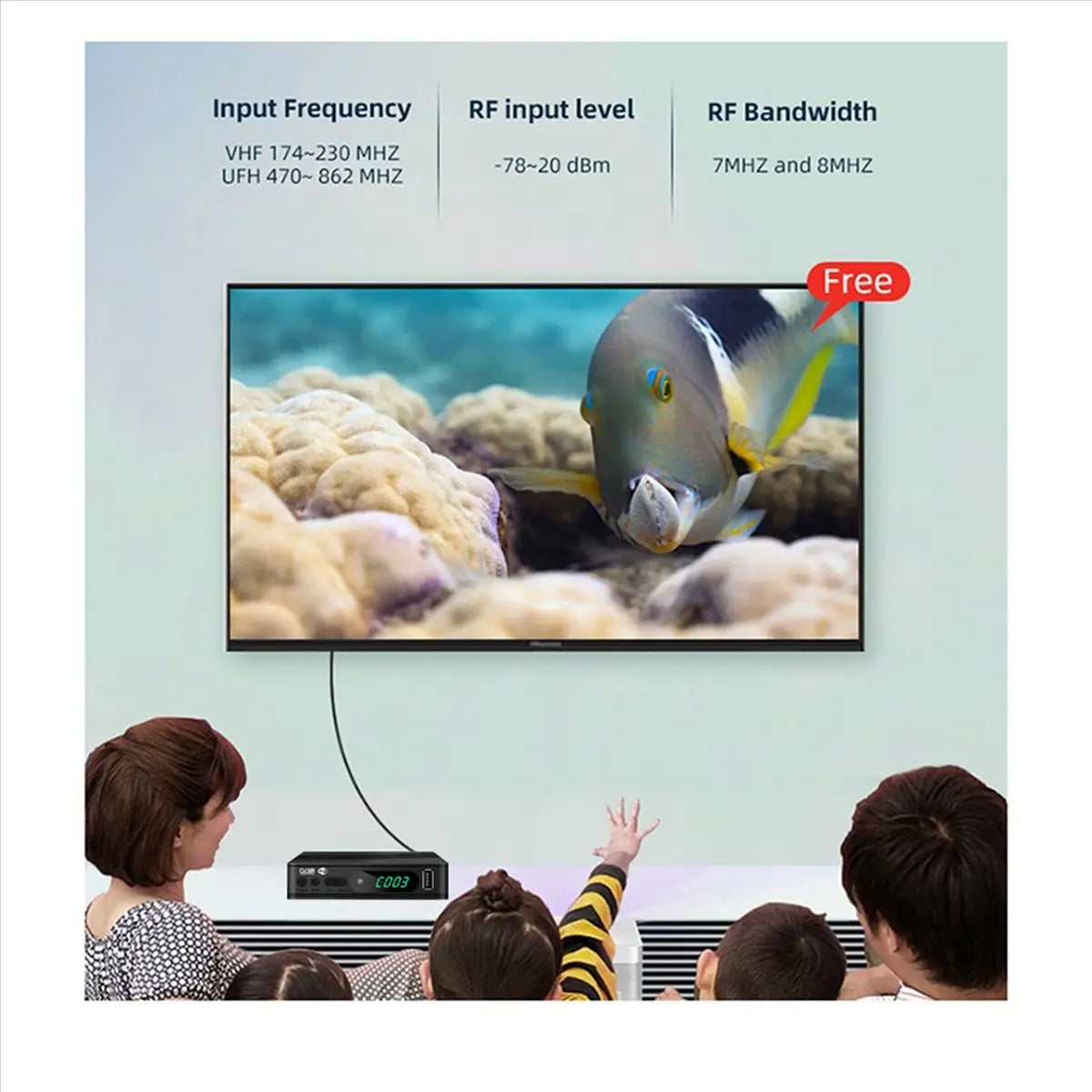 -Hearty DVB-T2 TV Tuner Terrestrial Satellite TV Receiver Digital TV Decoder HEVC DVBT2 H.264 HD TV Boxs USB Set Top Box EU Plug