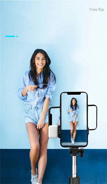 Cell Phone Selfie Stick Tripod Bluetooth Remote Wireless Selfi Stick Phone HolderStand with Beauty Fill Light for Phone