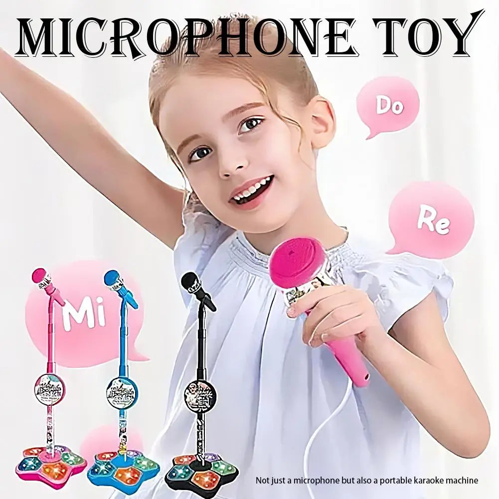 Karaoke Machine Toy with Light Reusable Kids Singing Microphone Portable Music Stage LED Light Show Confidence Building Creative