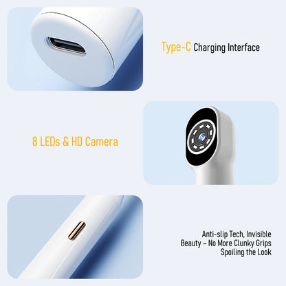 Handheld 1080P WiFi Endoscope Oral Camera with 8 LED Lights Compatible with iPhone, Android & Type-C for Dental/Tooth Inspection