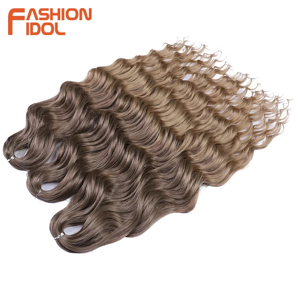 Anna 24 Inch Synthetic Hair Water Wave Braiding Hair Extensions Ombre Blonde Deep Wave Afro Curl Twist Crochet Hair for Women