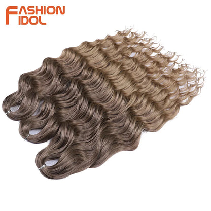 Anna 24 Inch Synthetic Hair Water Wave Braiding Hair Extensions Ombre Blonde Deep Wave Afro Curl Twist Crochet Hair for Women