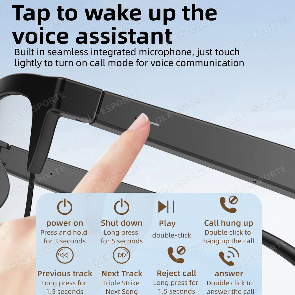 2025 Photosensitive Color Change Smart Glasses Bluetooth Voice Calls Control Music UV Polarized Sunglasses Headphone Glasses Man
