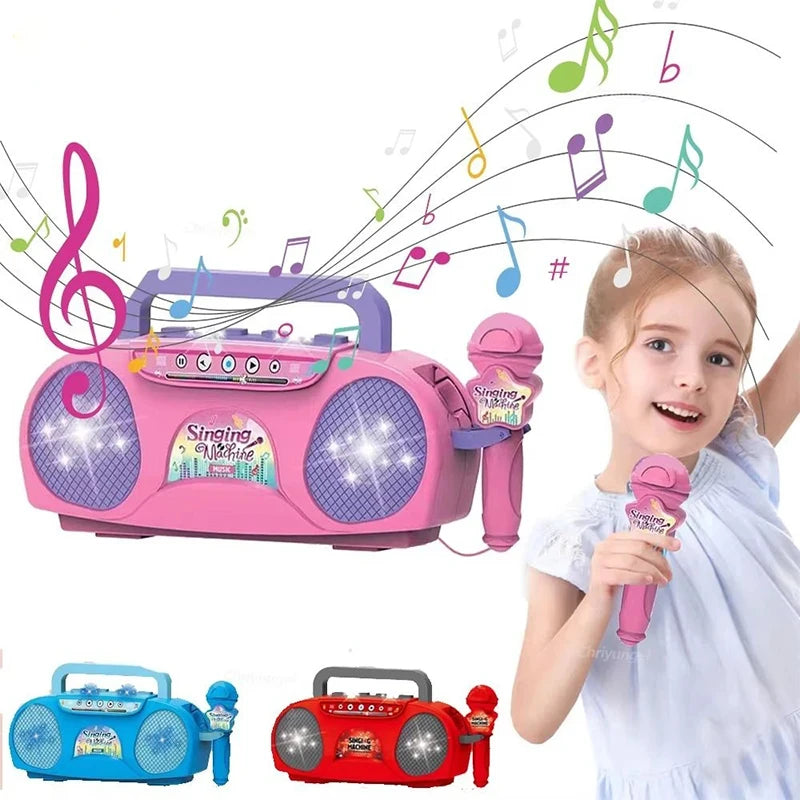 Kid Karaoke Singing Machine with Microphone Portable Musical Instrument with Light Educational Toy Girl Boy Party Birthday Gift