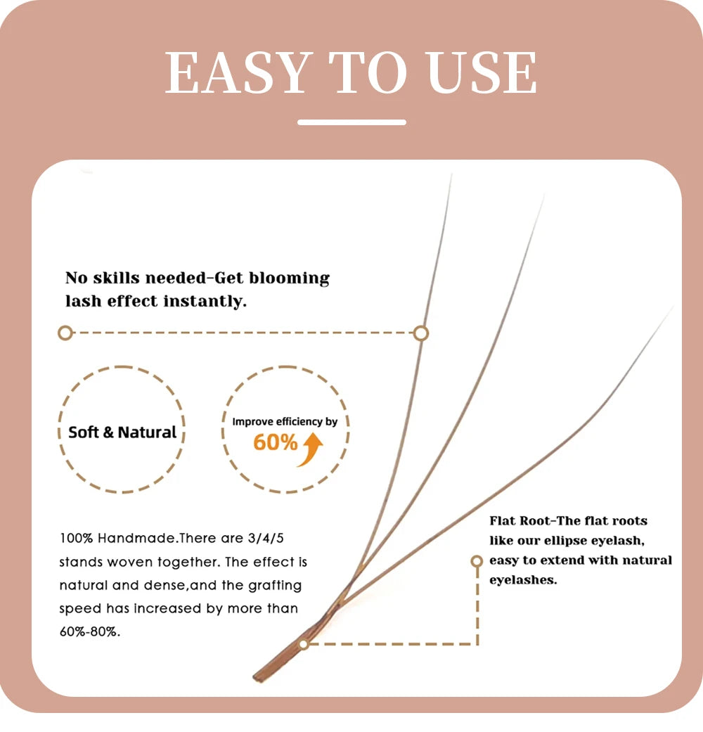 5W Eyelash Extensions YY 7mm Lash Brown Color 4DW Brazilian Premade Lash Fans Individual Cluster DIY 3D W Shape Lash Dolly Eye
