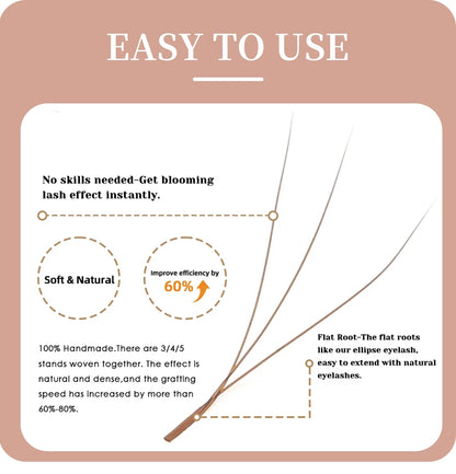 5W Eyelash Extensions YY 7mm Lash Brown Color 4DW Brazilian Premade Lash Fans Individual Cluster DIY 3D W Shape Lash Dolly Eye
