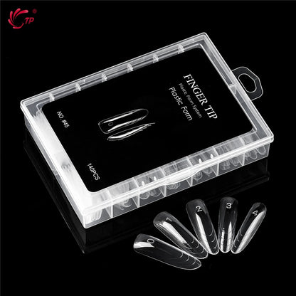TP New 70pcs/140pcs Clear Nail Dual Form Full Cover Nail Extension System Quick Building Gel Molds False Nail Tip Manicure Tools