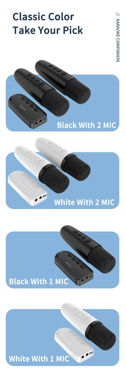 Wireless Car Microphone With Receiver Karaoke Companion 3.5MM AUX Stereo HIFI RGB Colorful Light Multi Sound Effect Mixer System