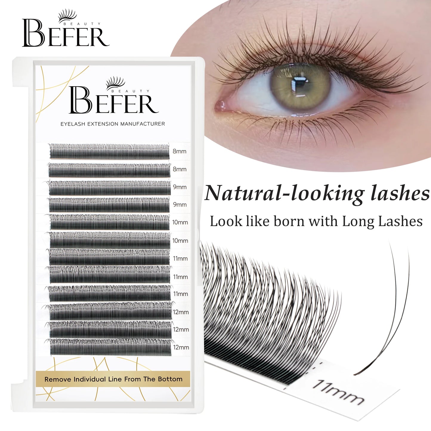 Befer Natural False Eyelashes 0.07/0.10 Thickness Super Soft Eyelash 8-15mm Lashes Extension Supplier High Quality Wholesale