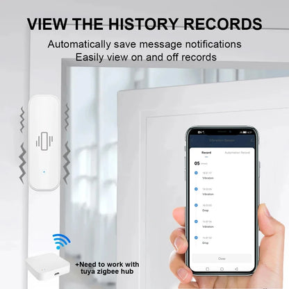 Smart Vibration Sensor ZigBee Sensor Monitor App Control Security Protection Zigbee Sensor Motion Shock Alarm Support Z2M