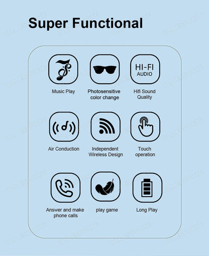 2025 Photosensitive Color Change Smart Glasses Bluetooth Voice Calls Control Music UV Polarized Sunglasses Headphone Glasses Man