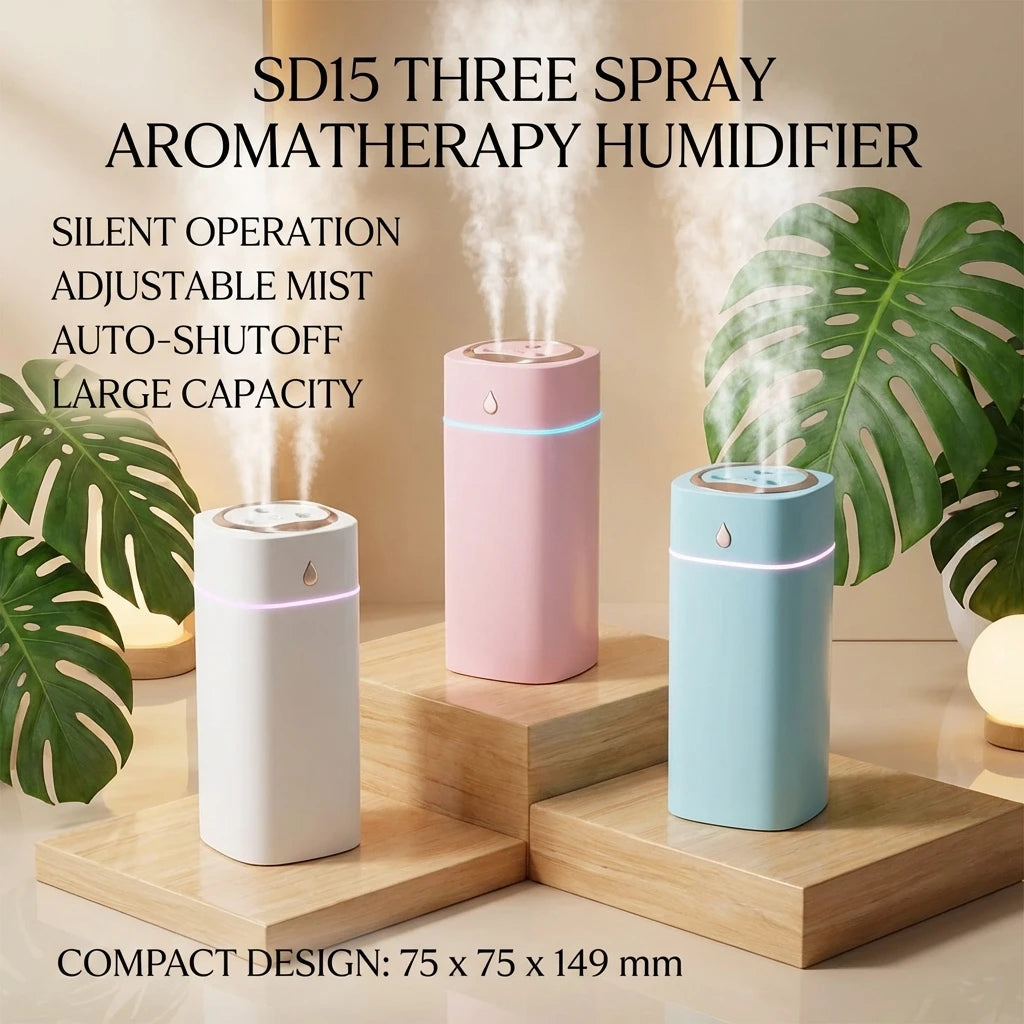 Three-Nozzle Water Drop Spray Humidifier Gentle Quick Space Moisturization for Home Office Decorative Air Moisturizer