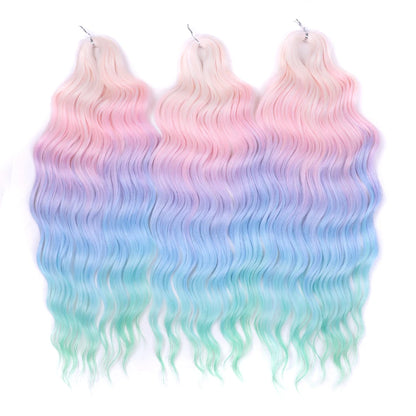 Anna Synthetic Hair 24 Inch Water Wave Braiding Hair Extensions Ombre Blonde Deep Wave Afro Curl Twist Crochet Hair for Women