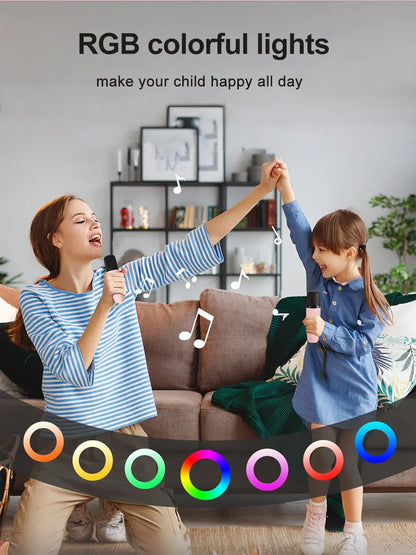 Haomuren Portable Karaoke Machine with Wireless 1 or 2 Microphone Mini Bluetooth Speaker for Children Singing Family Party Gift