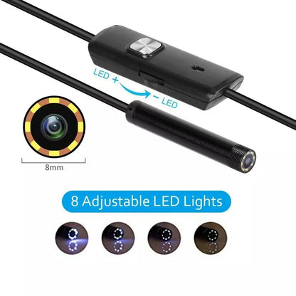 8mm Endoscope Camera 720P HD USB Endoscope With 8 LED 1/2/5/10M Flexible Cable Waterproof Inspection Borescope for Android PC