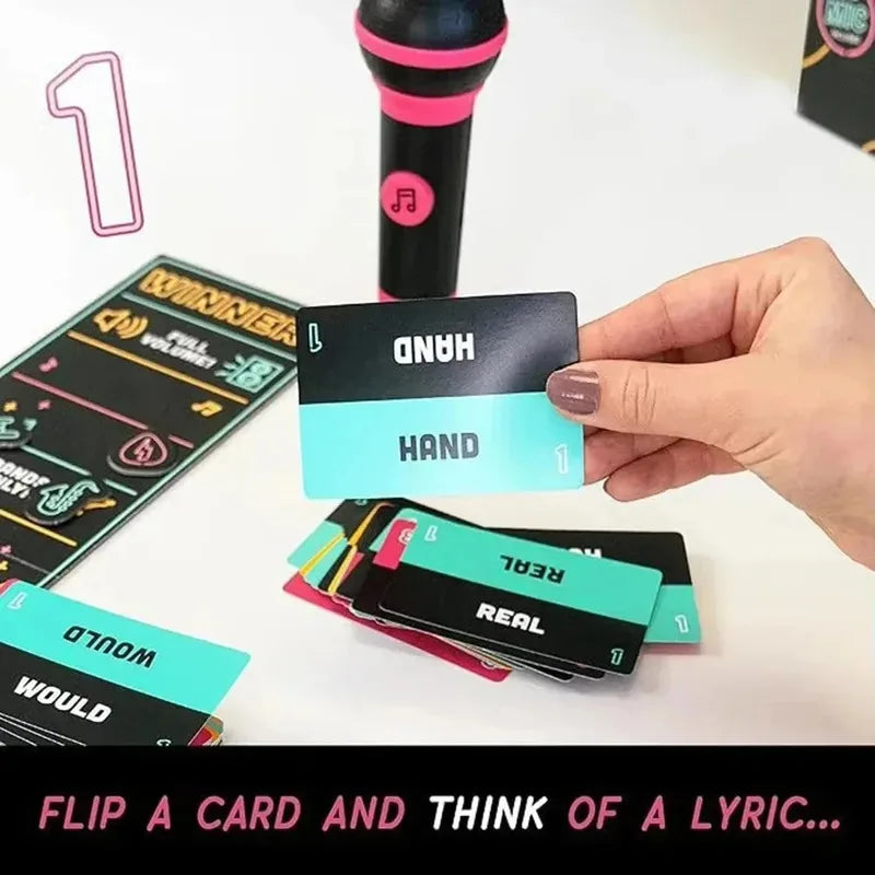 Karaoke Board Game for Family & Party, 2–10 Players, Fun Singing Card Game with 125 Lyric Cards for Adults