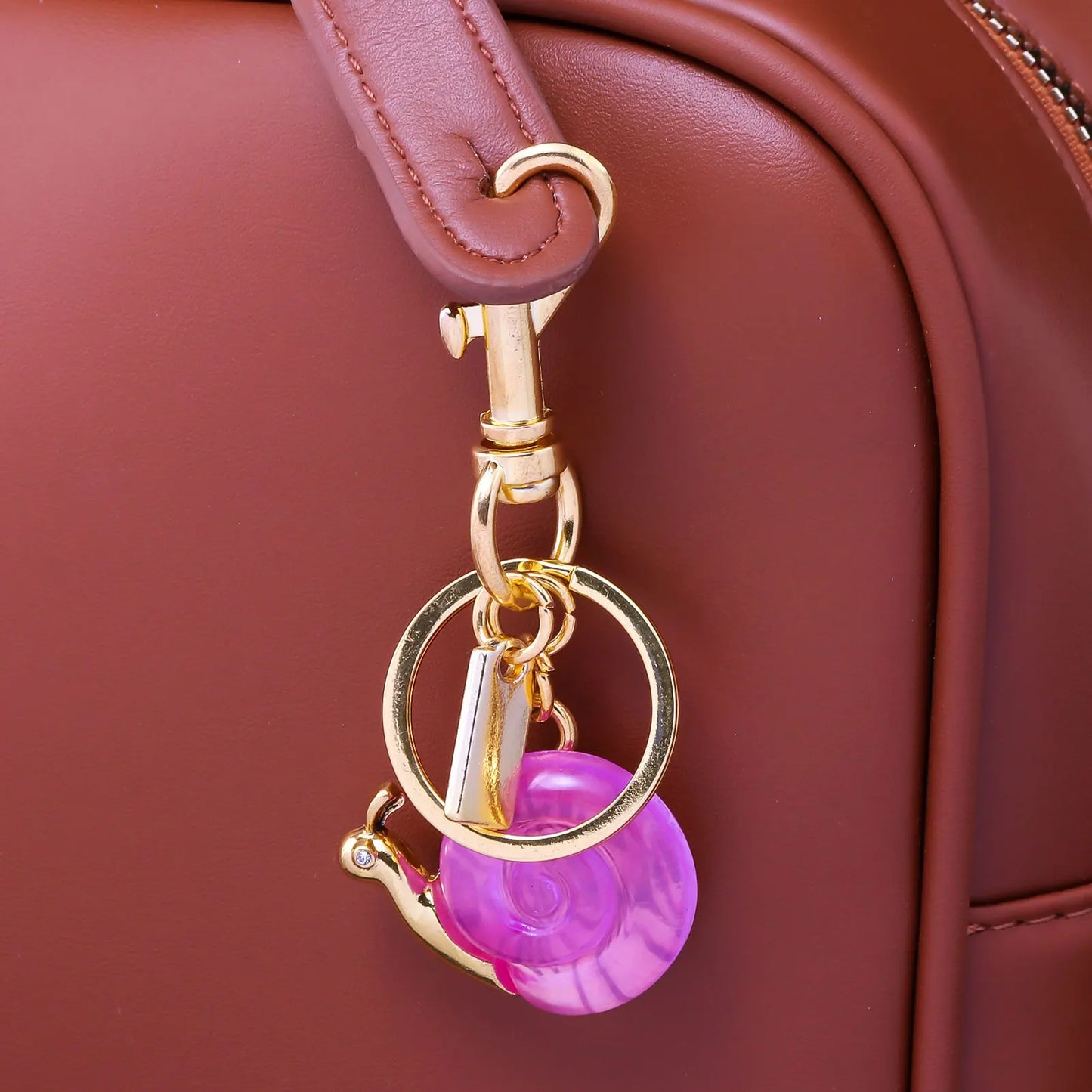 Pink Small Snail Bag Pendant Keychain Creative Cute Animal Charms Fashion Accessory for Women School Students Mother's Day Gift