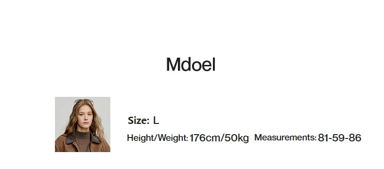 TOYOUTH Women Jacket coat 2025 Autumn New Vingtage Barn Style Suede Leather Patchwork Collar Jacket Brown