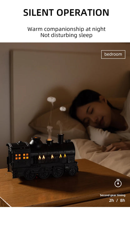 Retro Mini Train Shape Aromatherapy Essential Oil Diffuser Ultrasonic Cool Mist Air Humidifier with Lamp Aroma Difusor Atomizer