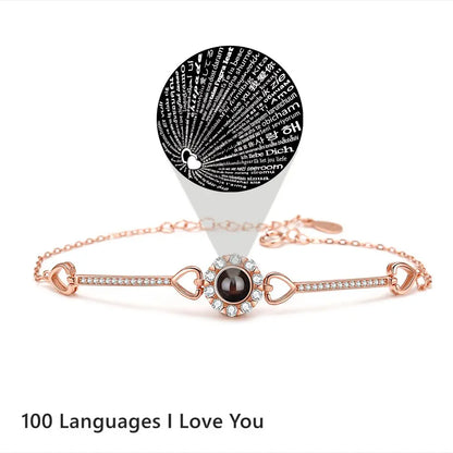 Custom Photos Bracelets 925 Sterling Silver Personalized Projection Photo Bracelet for Women Wife Mom Jewelry Mother's Day Gift