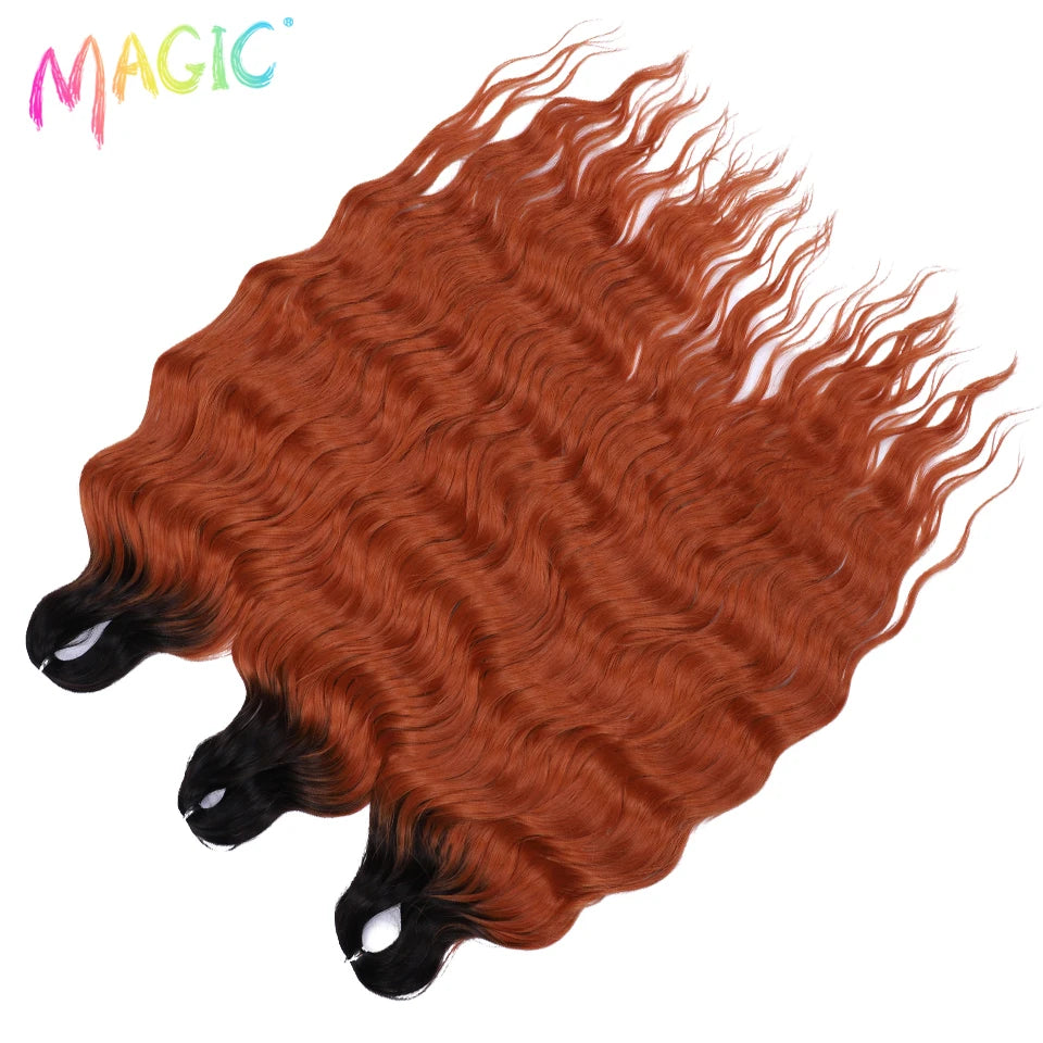 Anna Synthetic Hair 24 Inch Water Wave Braiding Hair Extensions Ombre Blonde Deep Wave Afro Curl Twist Crochet Hair for Women