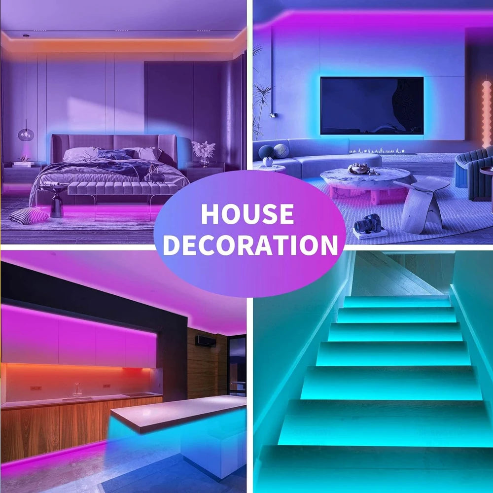 5m 10m 20m RGB+CCT LED Strip 24V 5050 Colorful+Dual White Flexible Dimmable Room Decor Party Light 2.4G RF Touch Panel Remote
