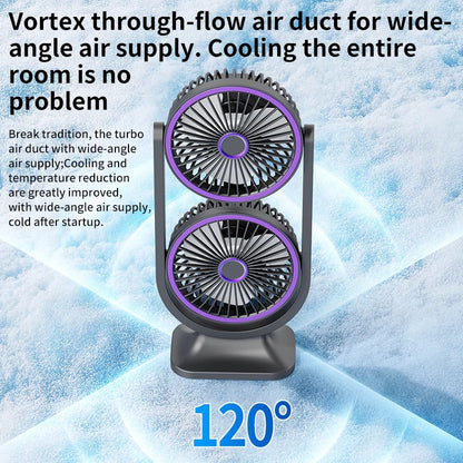 TINSOL 2026 New Dual-Head Desktop Fan, High-Power Air Circulation Fan, Office and Dormitory Double-Layer Fan