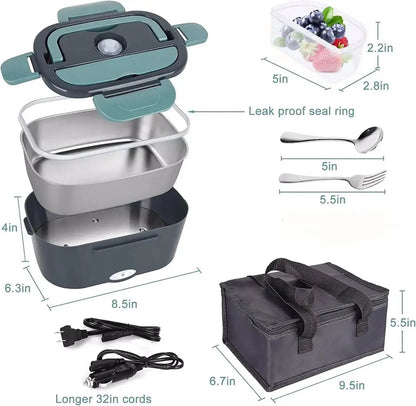 HOMEFISH 1.5L Electric Lunch Box  60W Speed Heating Car Or AC Heating Travel Office Home Use Gift Knife And Insulated Handbag