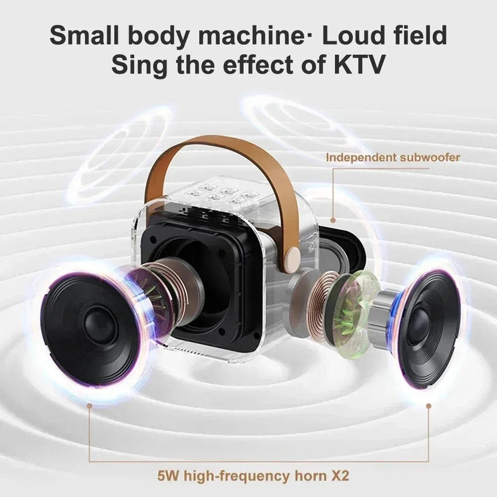 K12 karaoke machine with 1/2 wireless microphones portable 5.3 PA Bluetooth speaker system RGB lights audio home KTV kid gifts
