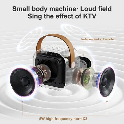K12 karaoke machine with 1/2 wireless microphones portable 5.3 PA Bluetooth speaker system RGB lights audio home KTV kid gifts