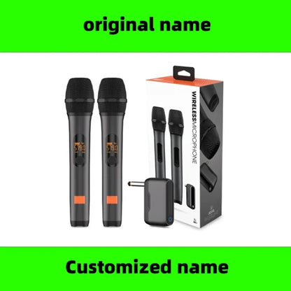 Microphone Wireless UHF 2 Channel Karaoke System Built-in Lithium Battery Cordless Handheld Mic For JBL Church Party Speaker