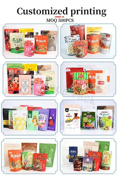 Custom Digital Print Resealable Stand up Pouch Bag Food Grade Plastic with Zipper for Candy Sweets Nuts Cookies Doypack
