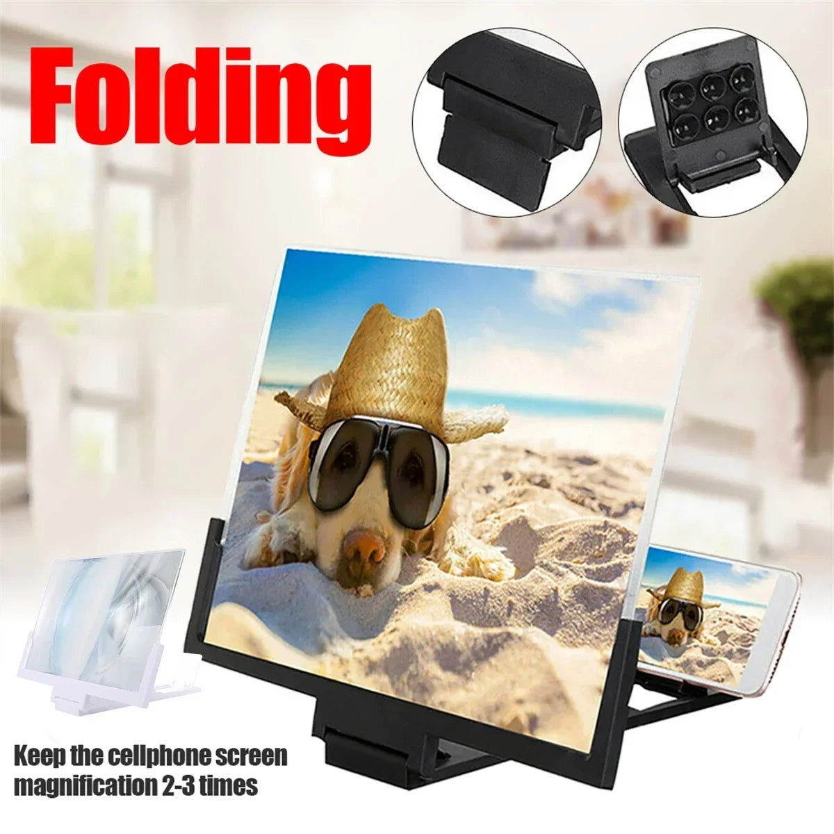 12/14in Mobile Phone Screen Amplifier 3D Magnifying Glass Stand Magnifier HD Video Amplifier Phone Stand Enlarged Screen Bracket
