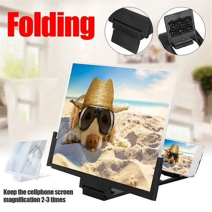 12/14in Mobile Phone Screen Amplifier 3D Magnifying Glass Stand Magnifier HD Video Amplifier Phone Stand Enlarged Screen Bracket
