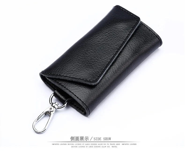 New Genuine Leather Keychain Men Key holder key organizer Pouch Car Key pouch Wallet Housekeeper Key Case Mini Card Bag
