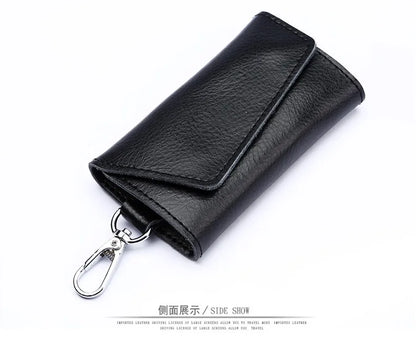 New Genuine Leather Keychain Men Key holder key organizer Pouch Car Key pouch Wallet Housekeeper Key Case Mini Card Bag